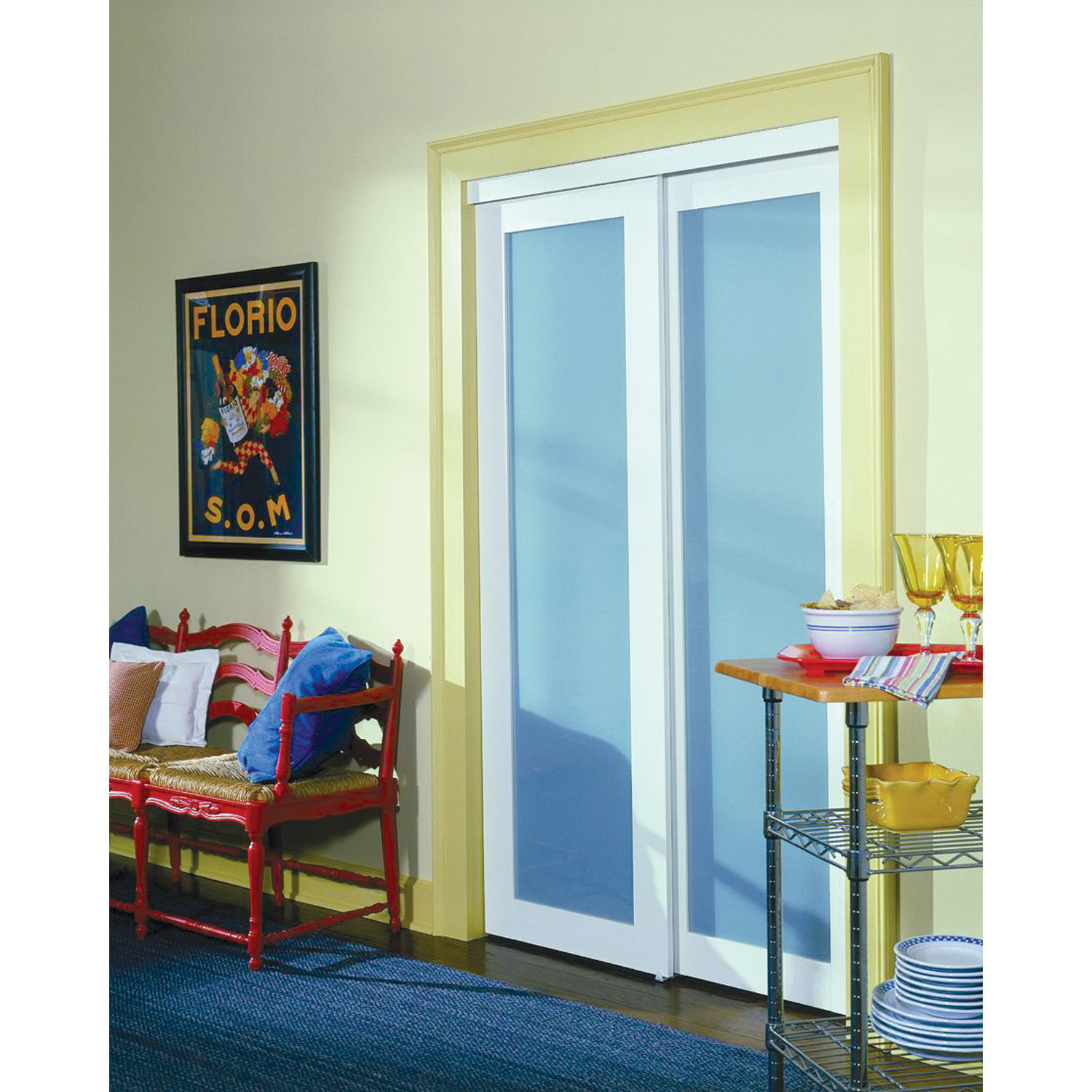 Erias Home Designs Baldarassario MDF 2 Panel Painted Sliding Interior